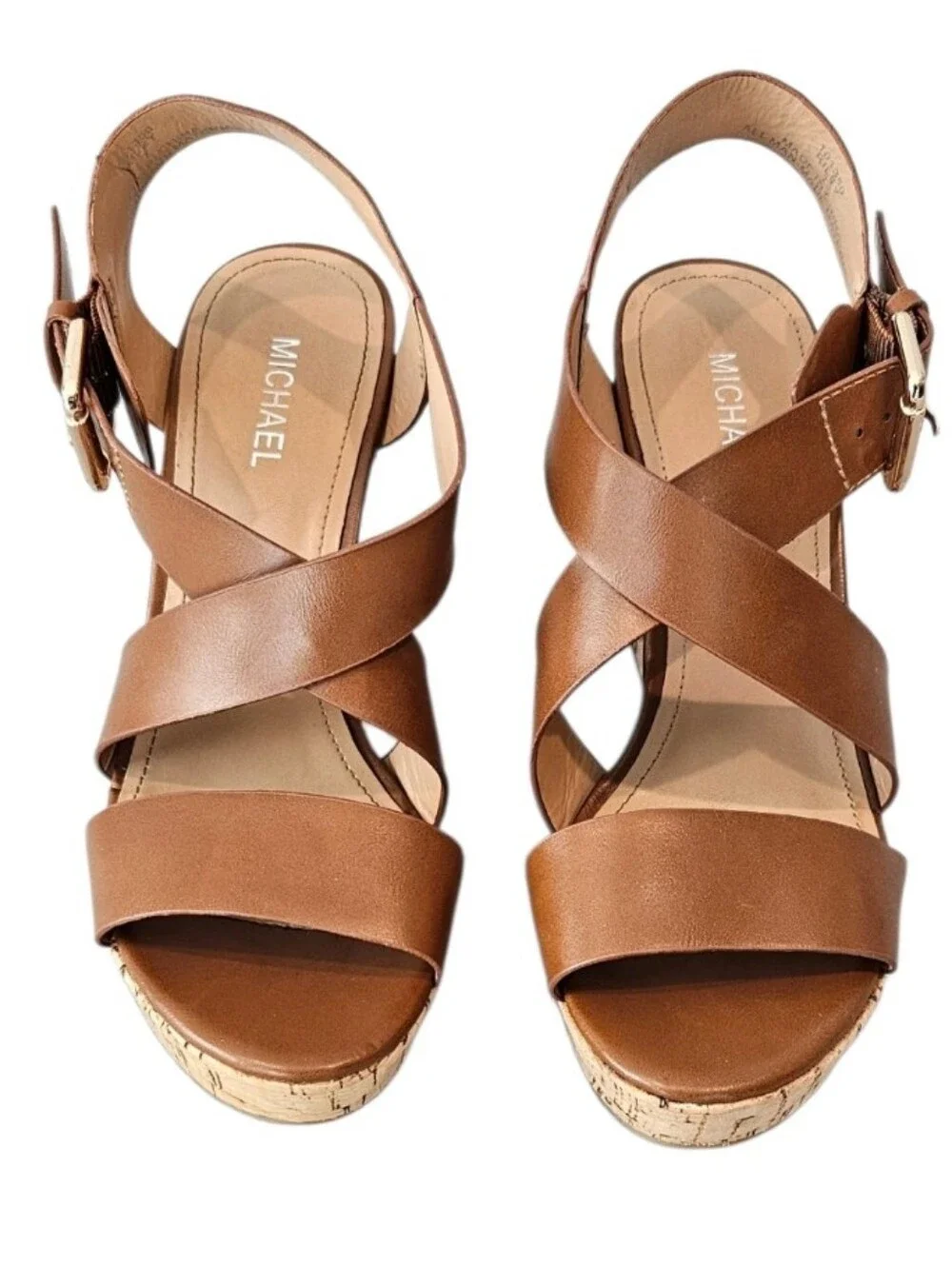 MICHAEL Michael Kors Women's Riley Camel Wedge Sandals Size 7 – EUC